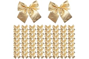 LEBKFT Christmas Bows,120 Pieces Christmas Ribbon Bows Mini Christmas Tree Bows Christmas Bowknot Christmas Tree Ornaments fo