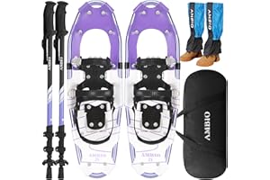 AMBIO Lightweight Snowshoes for Men Women Youth Kids, Aluminum Alloy Terrain Snow Shoes with Leg Gaiters and Carrying Tote Bag