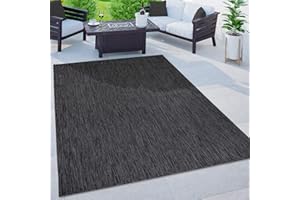 PACO HOME Solid Outdoor Rug for Patio or Balcony Weatherproof in Mottled Anthracite, Size: 2'8" x 4'11"