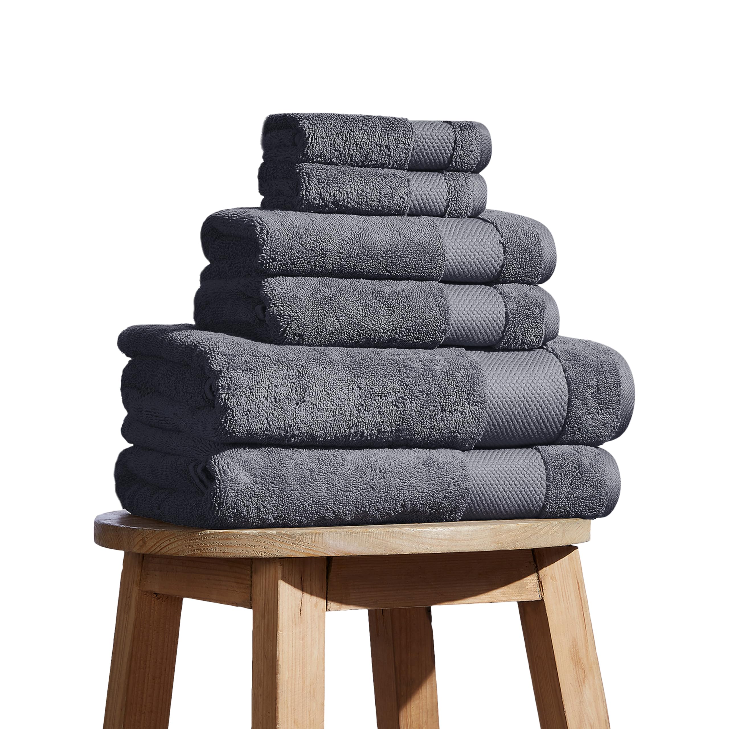 Photo 1 of BIOWEAVES 100% Organic Cotton 700 GSM Plush 6-Piece Towel Set GOTS Certified, 2 Bath Towels, 2 Hand Towels & 2 Washcloths - Charcoal