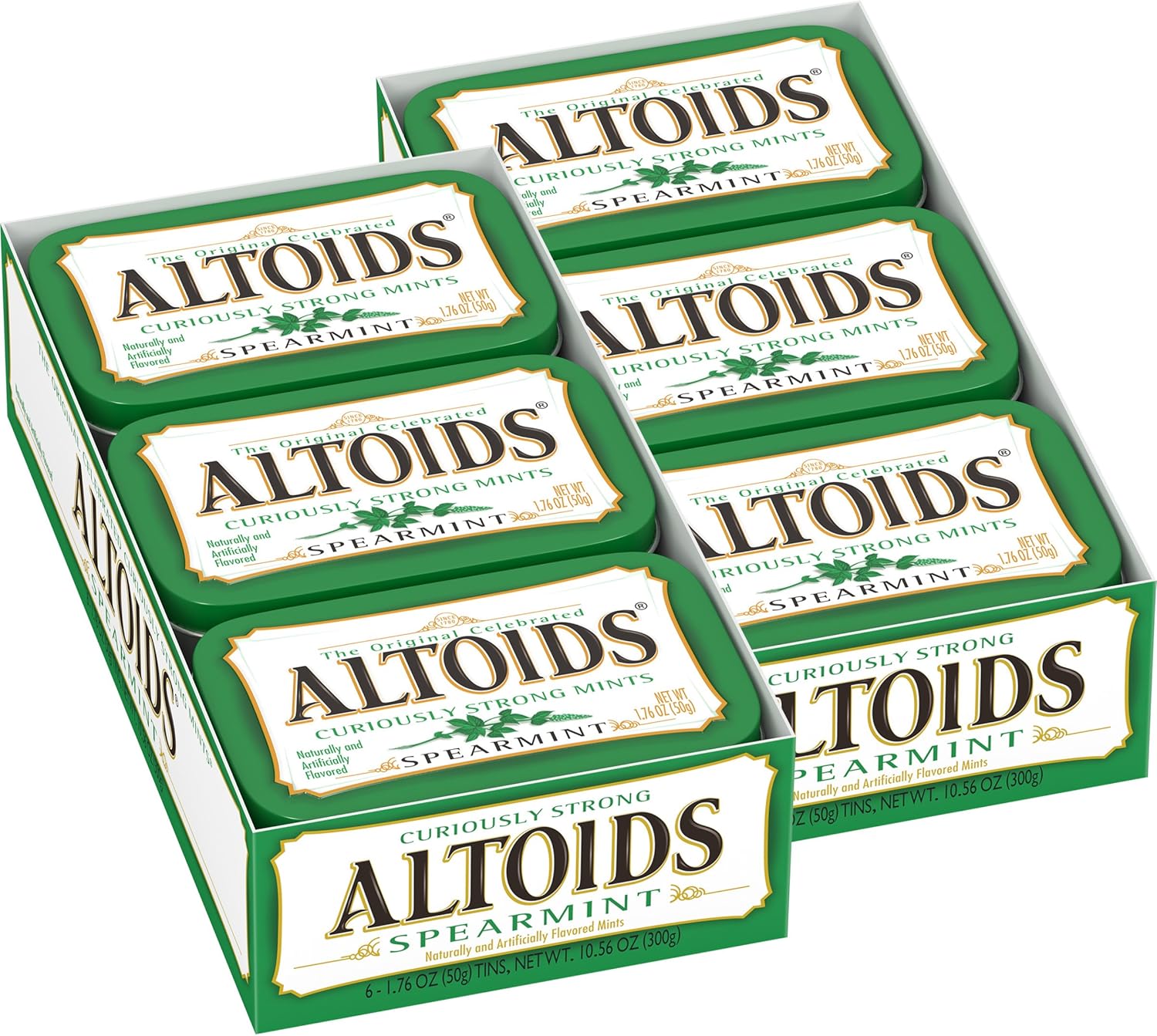 ALTOIDS CURIOUSLY STRONG MINTS, SPEARMINT, 49.90g TINS (PACK OF 12