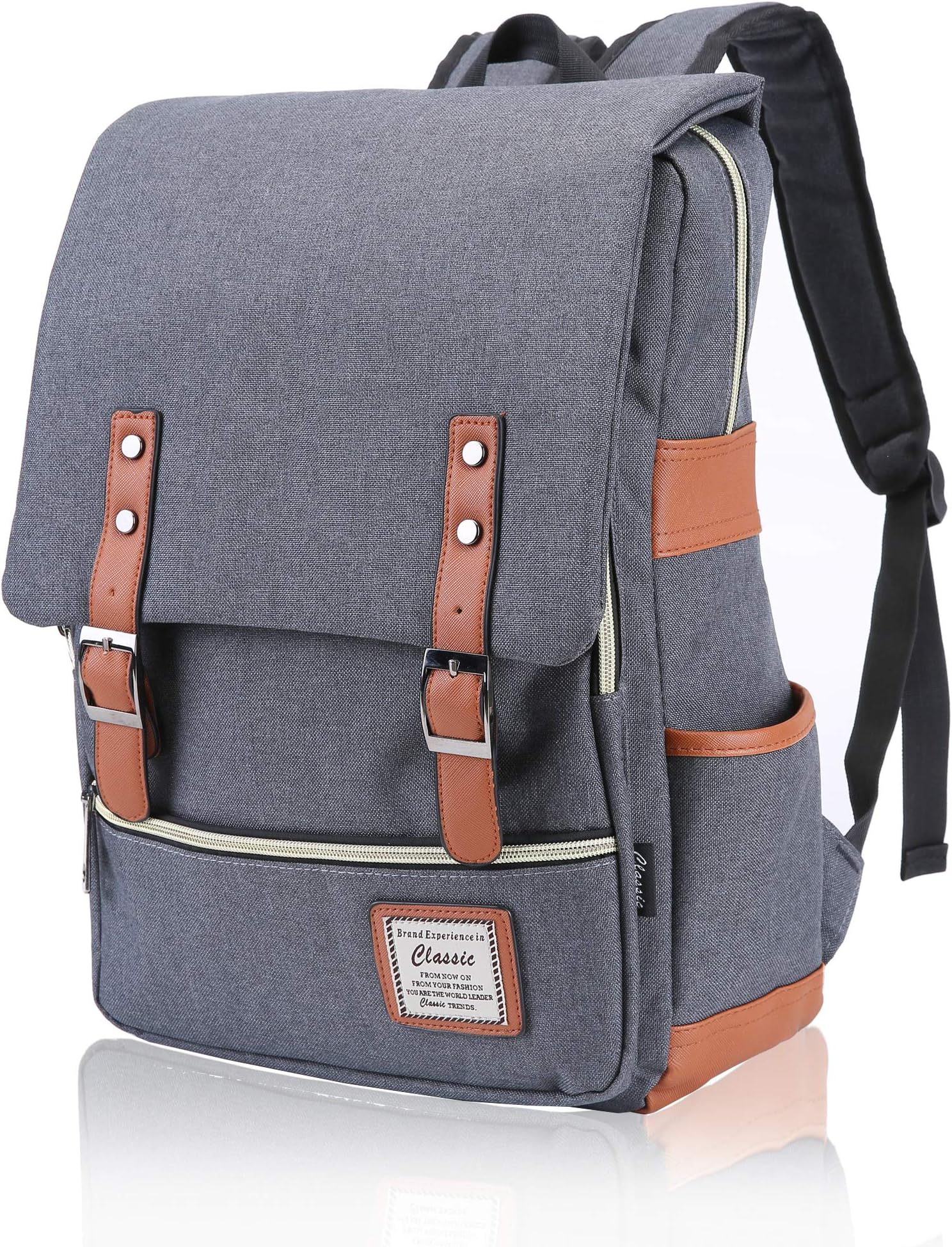 FIGROL Vintage Laptop Backpack,Large Capacity and Durable-School Travel Working Hiking Backpack(Grey2)