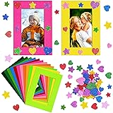 24 Pieces Colorful Felt Photo Frames Holiday Picture Frames and 50 Pieces Colorful Glitter Foam Stickers for Home, School and