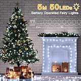 Ollny 5m 50 LED Battery Fairy Lights Copper Wire Indoor Outdoor Cool White view 2