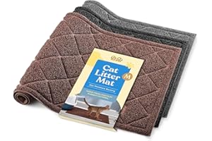 PITPET Durable Thick Cat Litter Mat - Modern Cat Mat With Non-Slip Bottom Stays In Place - Super Soft On Kitty Paws - Easy To Clean Litter Box Mat - Waterproof Cat Litter Trapping Mat Protect Floors.