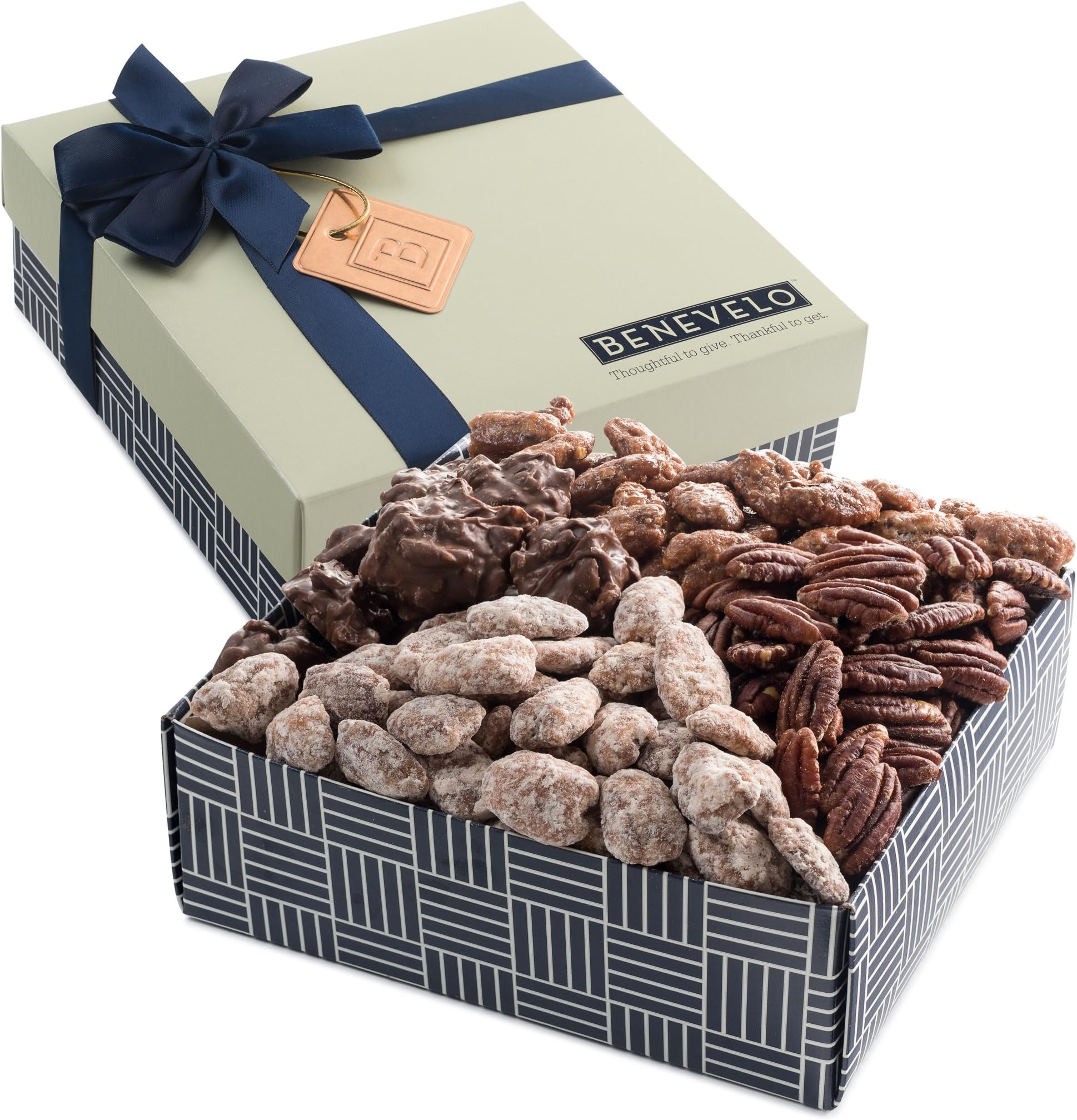 Benevelo Gifts Gourmet Hamper Gift Tray - Nut Platter with Assorted Pecan Selection incl. Pralines, Roasted Salted Pecans & More - 680g