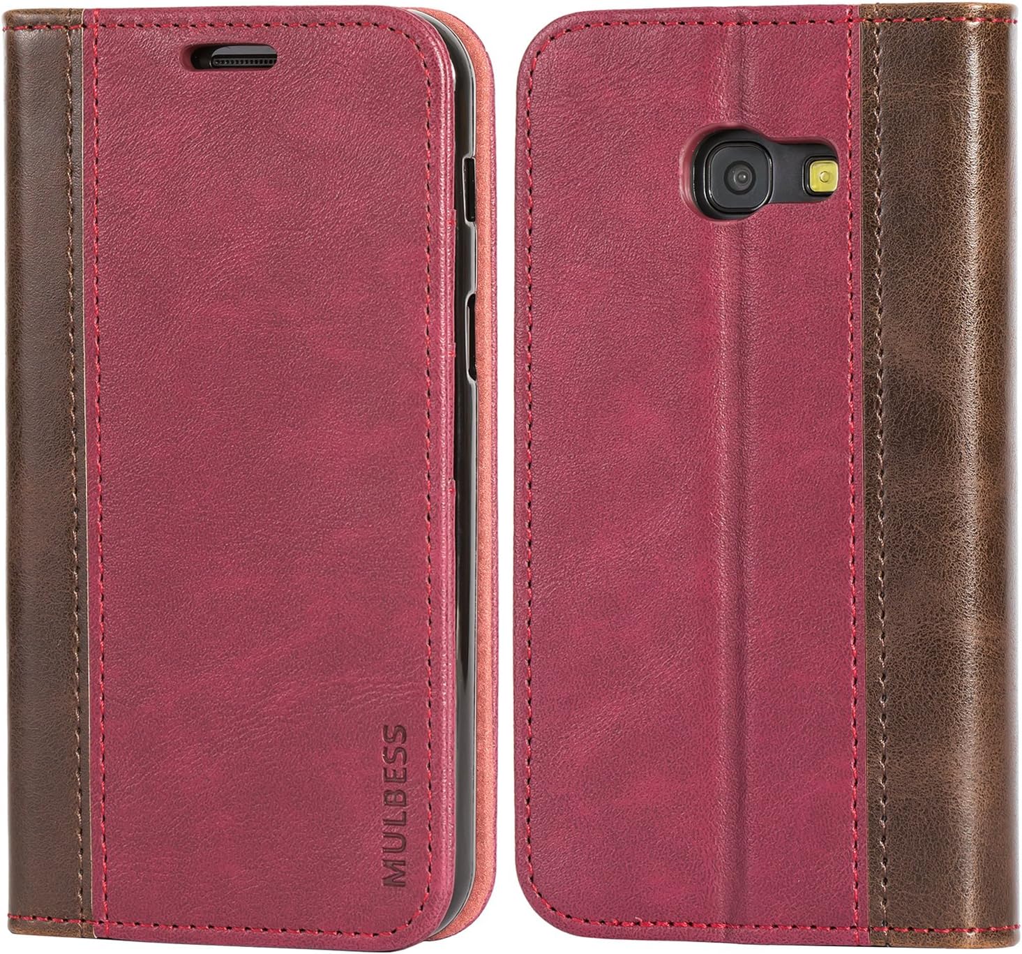 Mulbess Bookstyle Samsung Galaxy A3 2017 Wallet Case，Leather Phone Case with Card Slots for Samsung Galaxy A3 2017 Cover, Wine Red