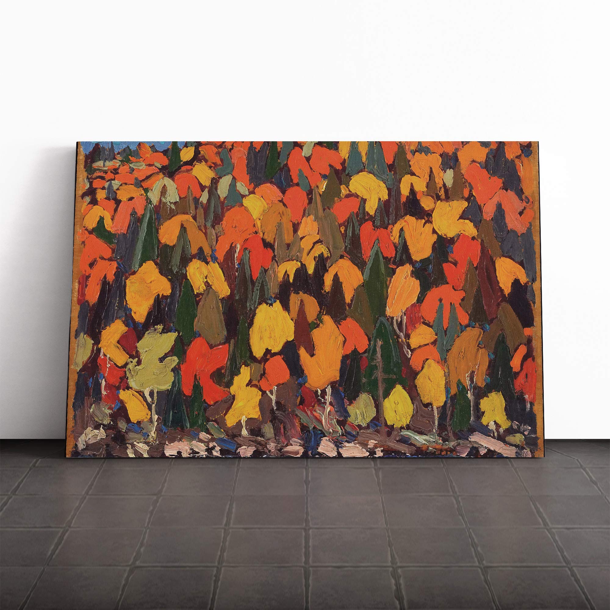 Tom Thomson Autumn Foliage Canvas Print | Gallery Wrapped 30mm Frame Wall Art | 20x14 inches | Ready to Hang | Modern Landscape Picture | Living Room Bedroom Lounge Office