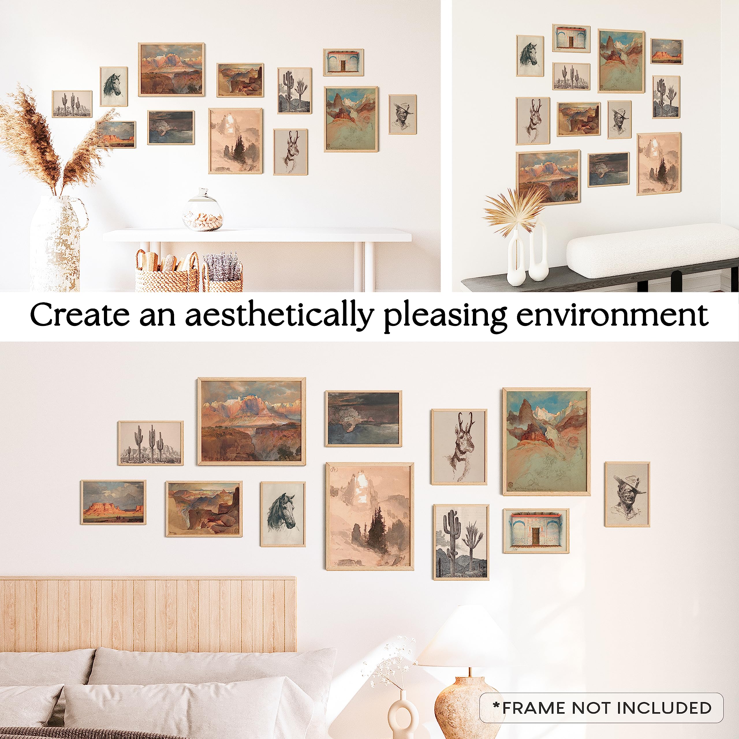 97 Decor Southwest Wall Art - Vintage Western Prints for Home, Rustic Southwestern Posters, Boho Desert Ranch Decor for Bedroom (UNFRAMED)