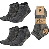 GoWith 2 Pairs Alpaca Wool Low-Cut Ankle Socks for Men Women, Cushioned Terry Warm Thermal Thick Merino Blend Camping Socks