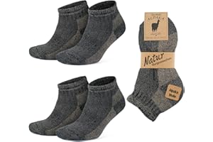 GoWith 2 Pairs Alpaca Wool Low-Cut Ankle Socks for Men Women, Cushioned Terry Warm Thermal Thick Merino Blend Camping Socks