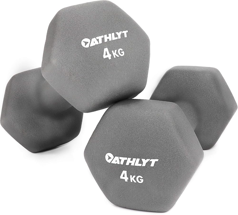 Athlyt Neoprene Dip Dumbbell Set 2 x 4kg Grey