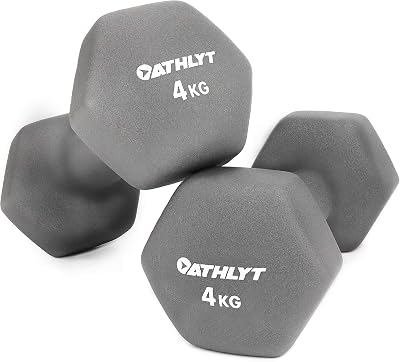 Athlyt Neoprene Dip Dumbbell Set 2 x 4kg Grey