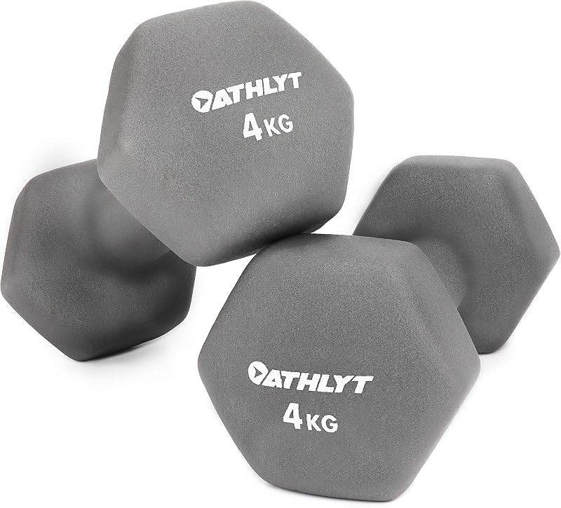 Athlyt Neoprene Dip Dumbbell Set 2 x 4kg Grey