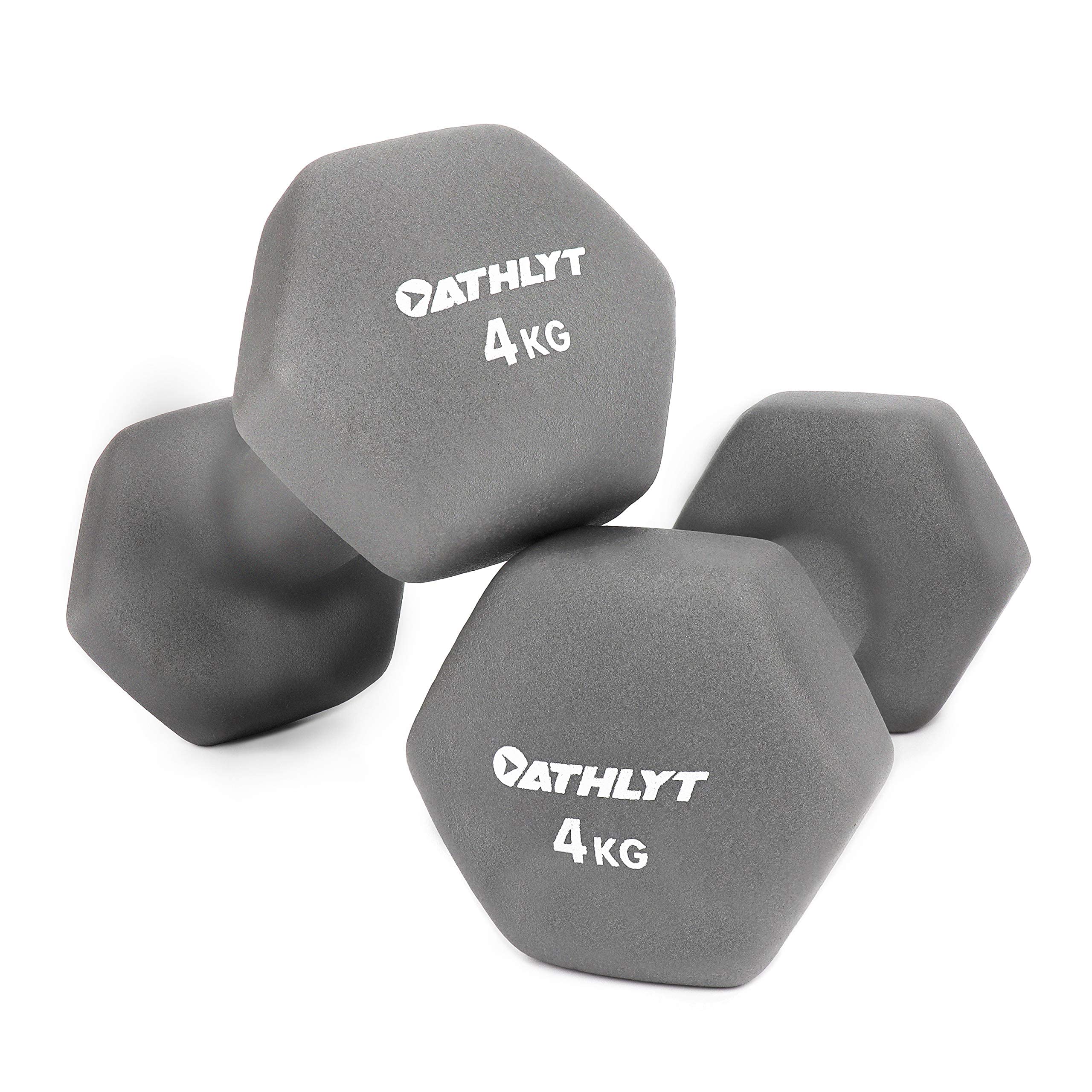 Athlyt Neoprene Dip Dumbbell Set, 2 x 4kg, Grey