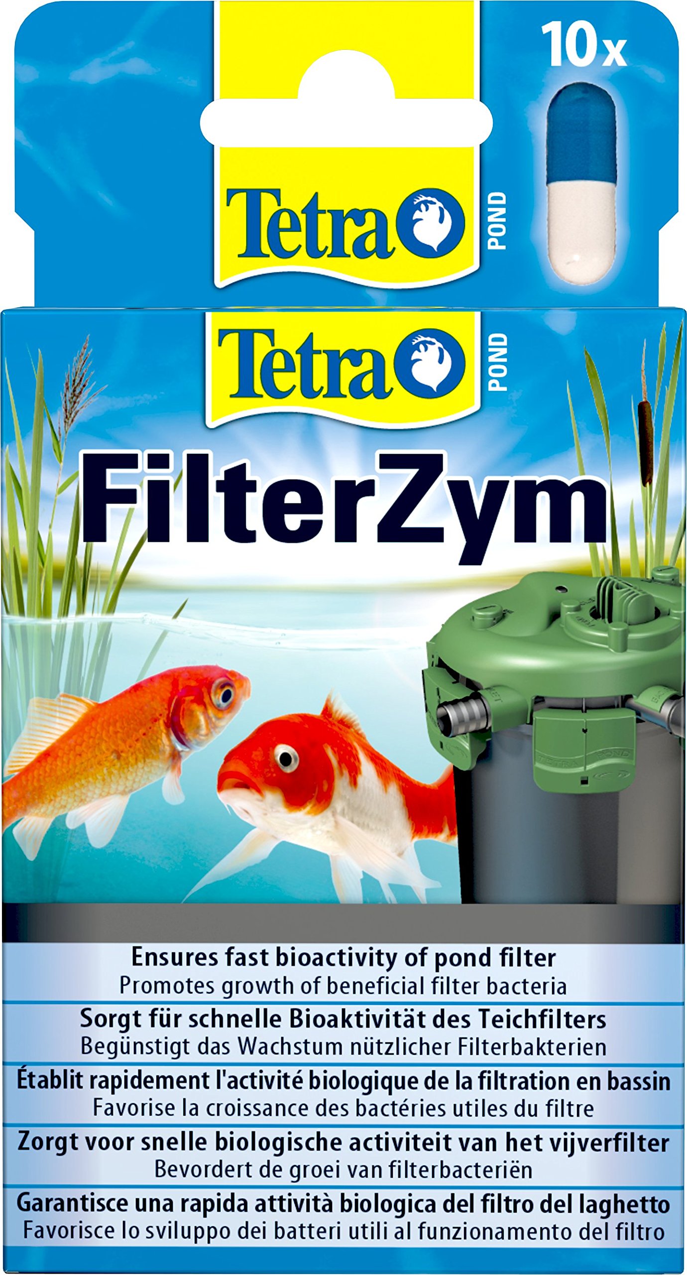 Tetra Pond FilterZym Bacteria Supplement, Ensures Immediate Bioactivity of Pond Filter, 10 Capsules