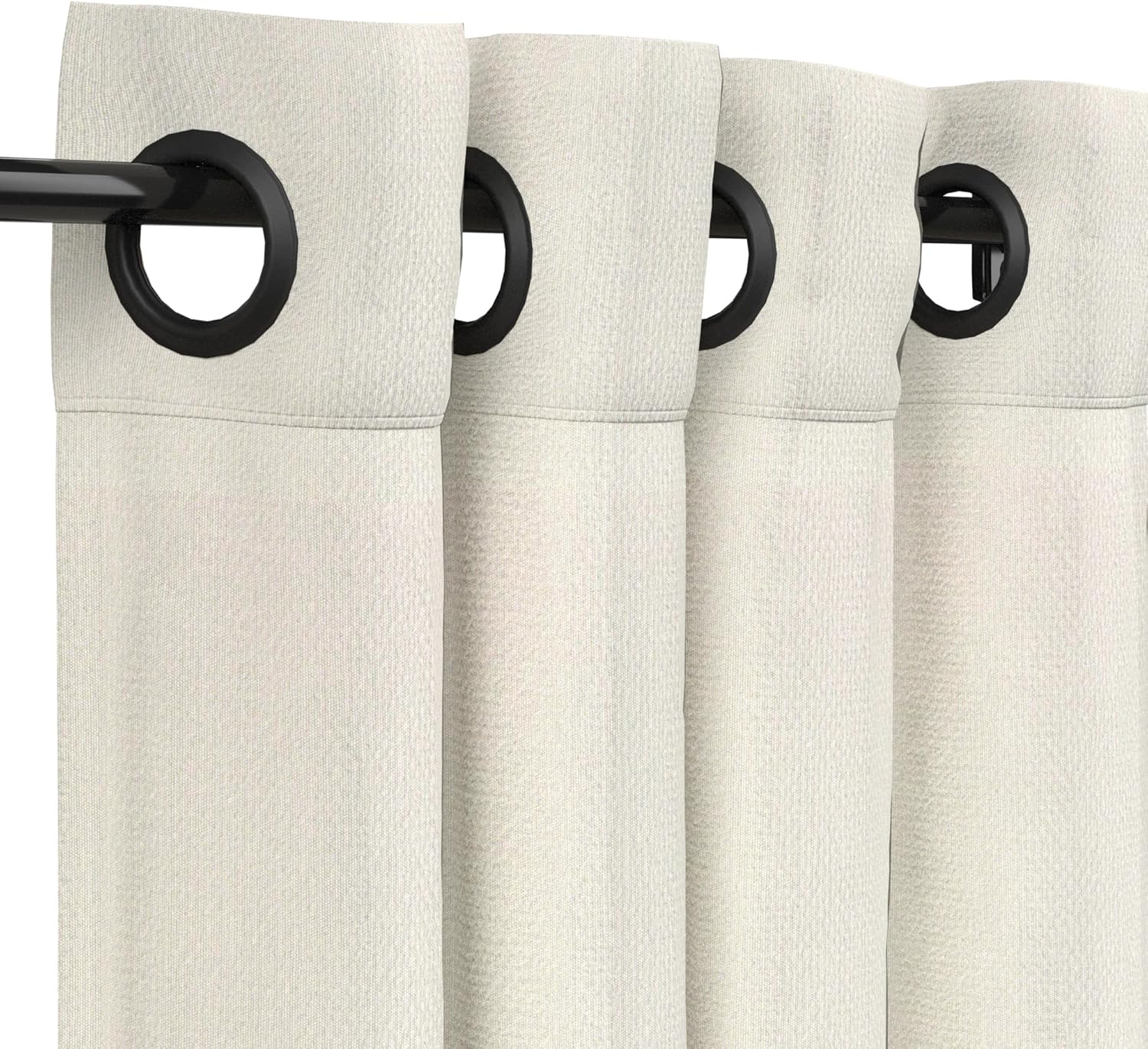 Outdoor Curtains - Sunbrella Canvas Natural Outdoor Curtain with Dark Gunmetal Grommets 50 in. Wide x 120 in. Long