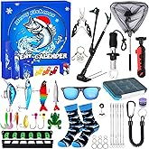 FUNID Fishing Advent Calendar for Men 2025-24 Days Fishing Tackle Advent Calendar with Lures, Tackle Box, Rod Holder, Christmas Countdown Gift for Him, Boys, Dad, Husband