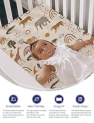 TotAha Jungle Animal Mini Crib Sheet, Premium