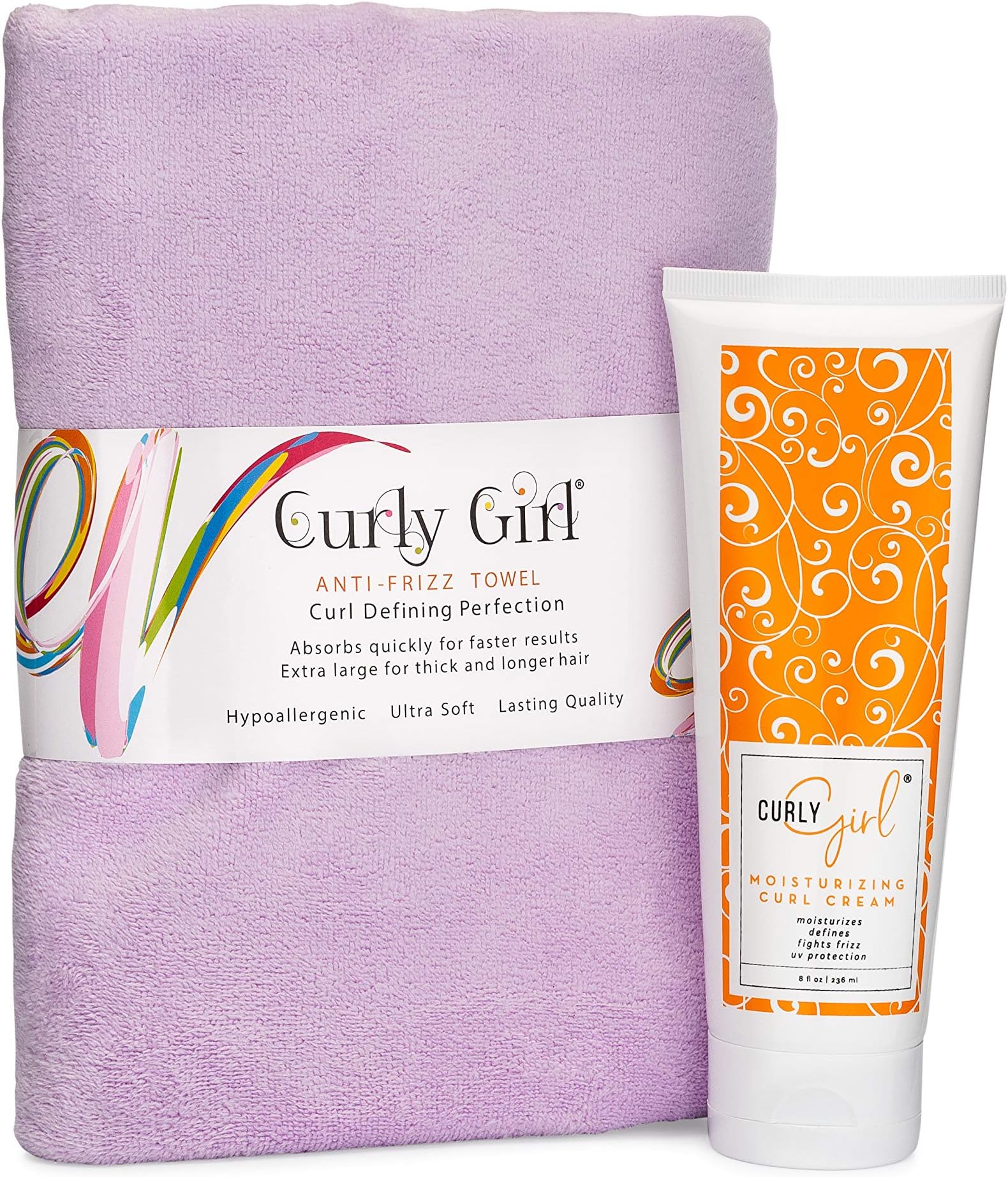 Curly GirlMoisturizing Styling Cream & Large Curly Girl Towel (Lavender)