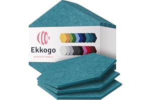 Ekkogo Acoustic Panels 12-Pack Soundproof Wall Panels 14''X13''X0.4'' Sound Panels High Density Sound Dampening Panels - [Light Turquoise Hexagon]