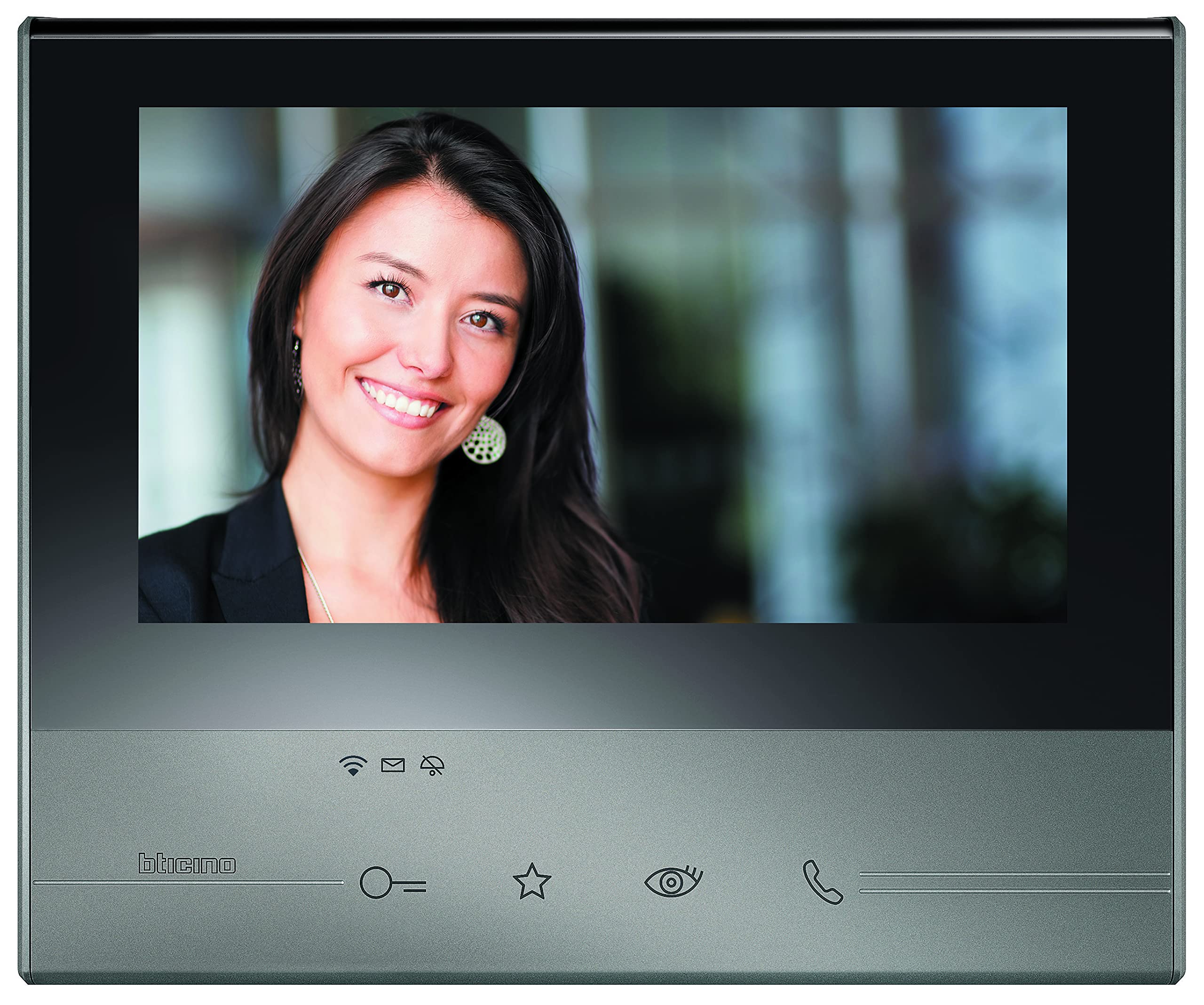 Legrand 344643 Classe 300 X13E video internal unit, black, with 7 inch touch screen, 4 sensitive buttons and smartphone connection