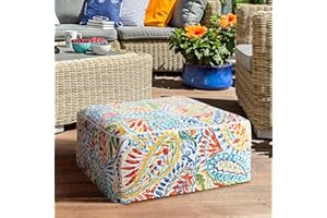 510 DESIGN Inflatable Ottoman Stool Portable Pouf, Handle, Inflatable Foot Rest, Weatherproof & Water Repellent Indoor/Outdoor Ottomans for Patio Garden, Camping, Pool, 23" L x 23" W x 9" H, Multi