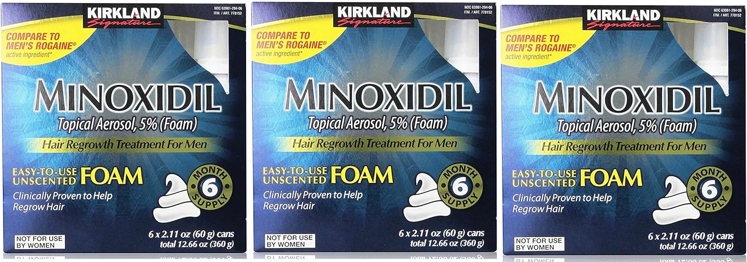 Kirkland Signature Minoxidil Foam for Men, Total 12.66 oz