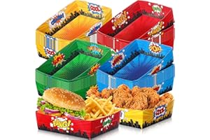 Sliner 48 Pcs Hero Theme Birthday Party Supplies 5Lb Large Hero Food Trays Party Favors Food Boats Snack Paper Trays for Birthday Decorations(Boy)