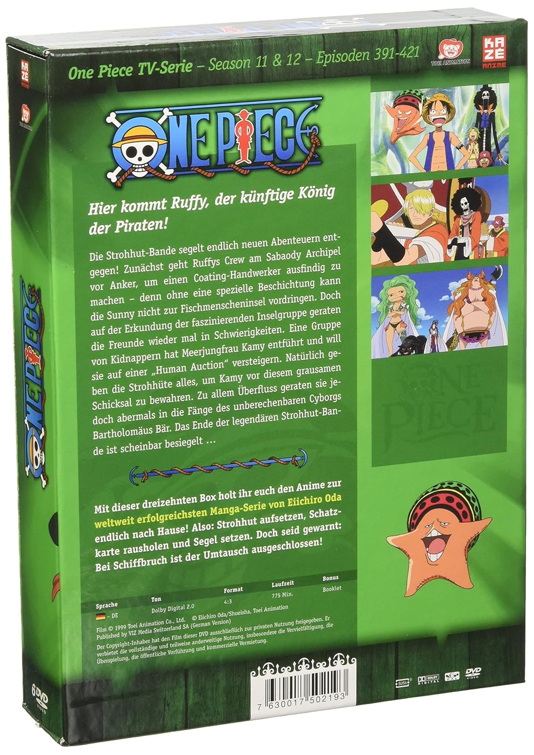 One Piece Box 13 Season 11 12 Episoden 391 421 6 Dvds Alemania Amazon Es Eiichiro Oda Mayumi Tanaka Yoshihiro Suzuki Kazuya Nakai Akemi Okamura Kappei Yamaguchi Mahito Oba Hiroaki Hirata Ikue