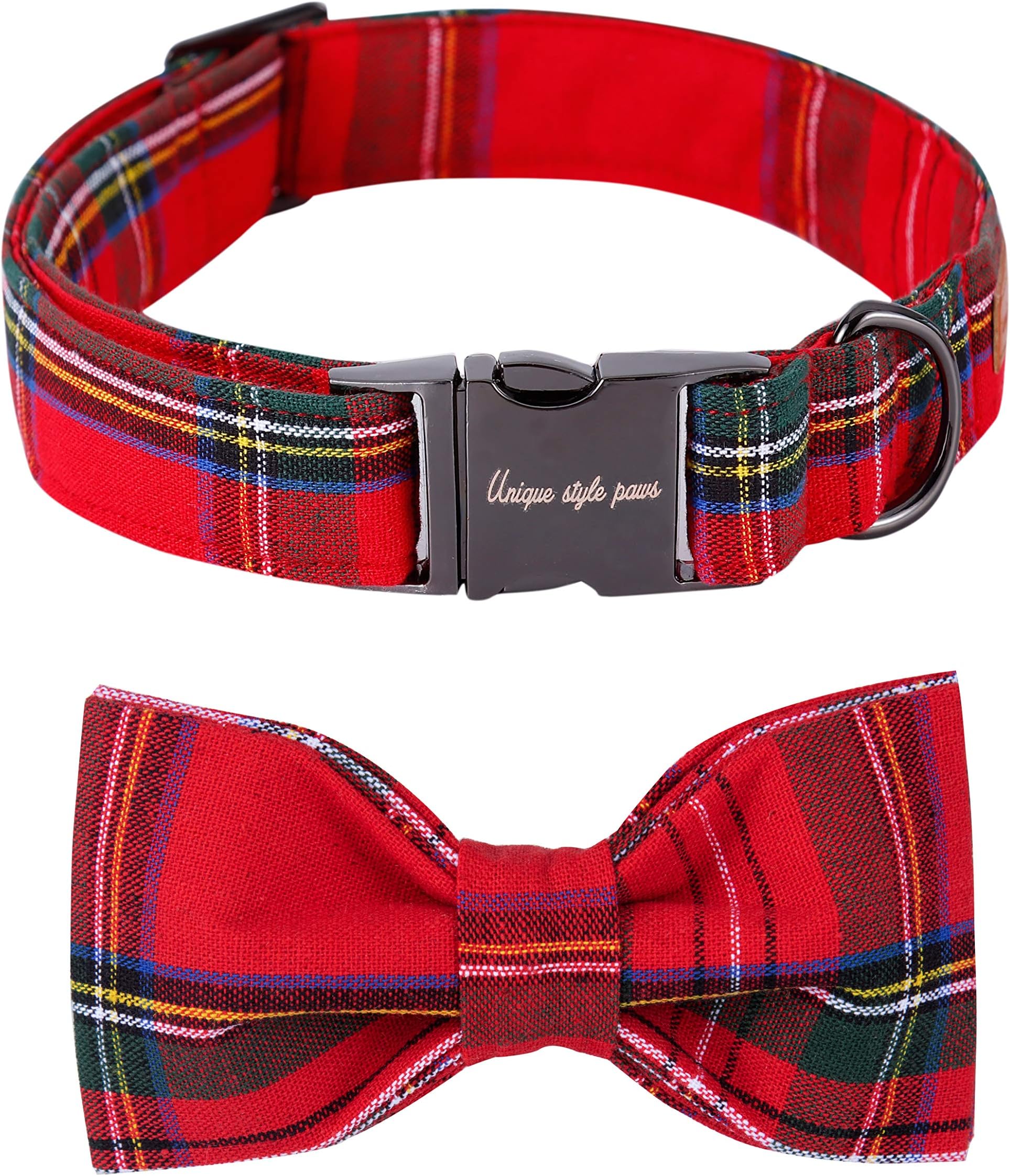 Unique style paws Christmas Dog and Cat Collar with Bow Pet Gift Adjustable Soft and Comfy Bowtie Collars for Small Medium Large Dogs