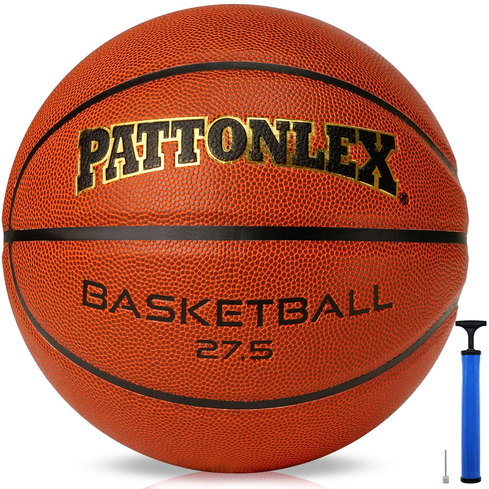 Photo 1 of PATTONLEX Kids/Youth Basketball Size 5 (27.5") Composite Leather Basketballs for Junior Boys and Girls Indoor/Outdoor Basketball Game(Brown)