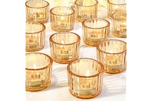TRIRITE 36pcs Gold Tealight Candle Holder for Wedding Decoration, Glass Tealight Candle Holders Bulk for Wedding Party, Tea Light Candles Holder Bulk for Home Decor (Gold,36)