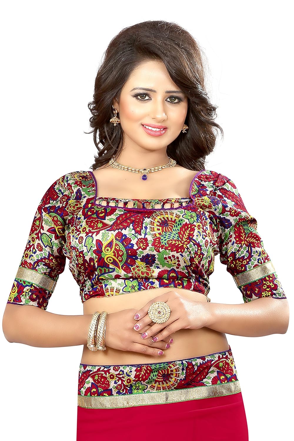 oomph! women's georgette saree with blouse piece