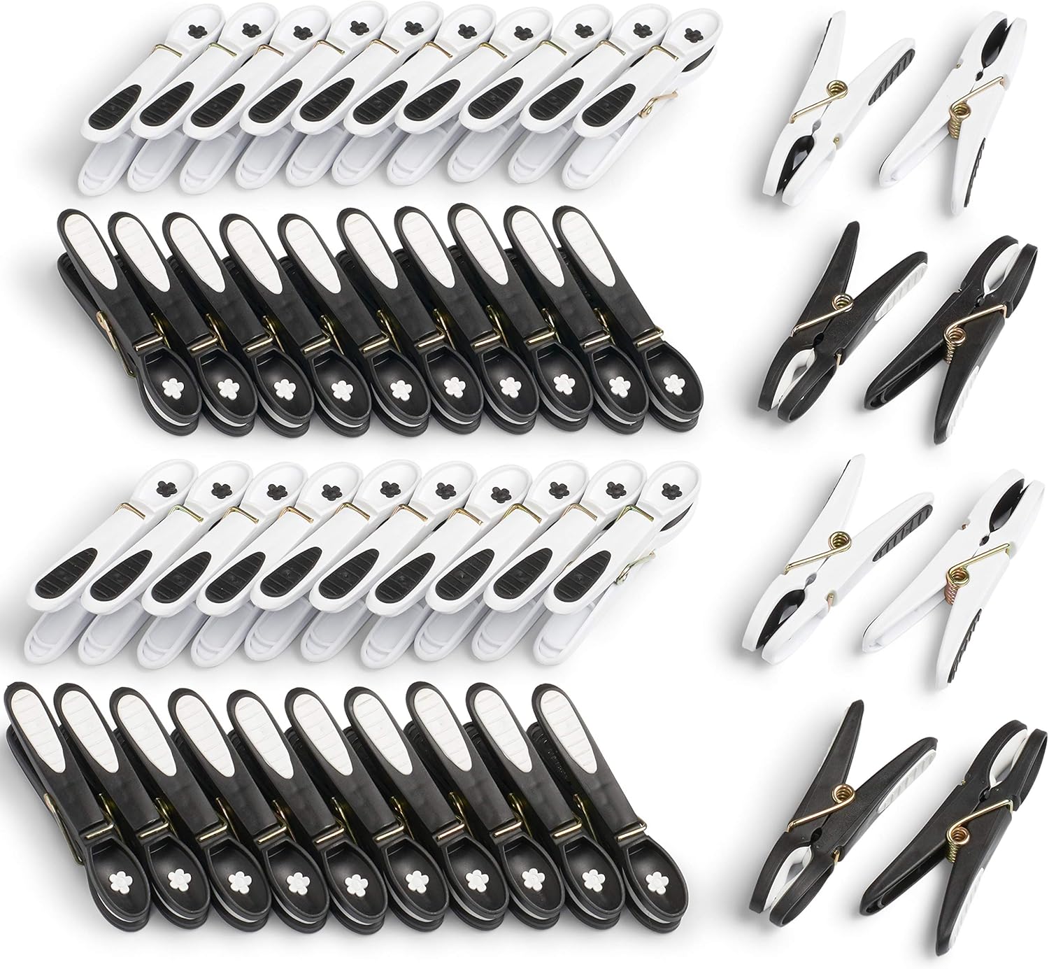 culiclean Wäscheklammer Blume (48 Stück, schwarz-weiß/weiß-schwarz) Premium Wäscheklammern