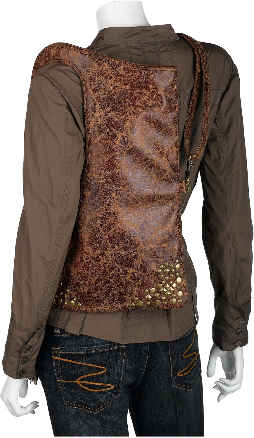 la rue distressed studded shoulder bag