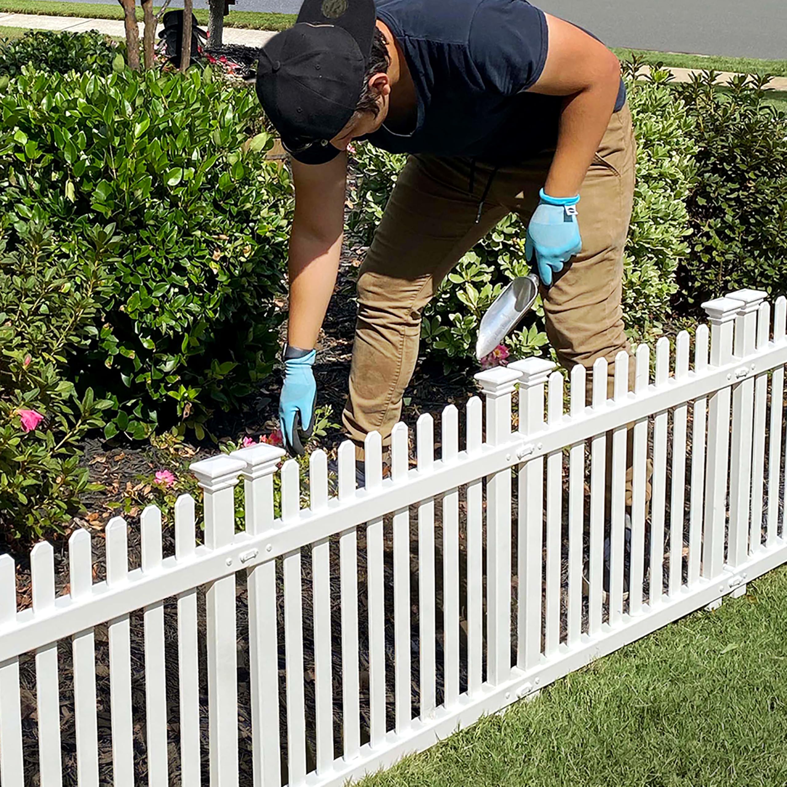 Photo 1 of 2ft H x 2ft W (3 Panels) No Dig Zippity Roger Rabbit Garden Fence Kit, White Vinyl Picket Fence Panels, Perfect Garden Fences and Borders for Dogs, Dog Fence Outdoor for Yard, ZP19056