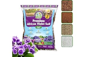 DUSPRO Recycle Premium 4-in-1 African Violet Potting Soil African Violet Soil Blend with Perlite, Coco Peat, Pumice, Pine Bark for Optimal Moisture Retention & Drainage 1QT