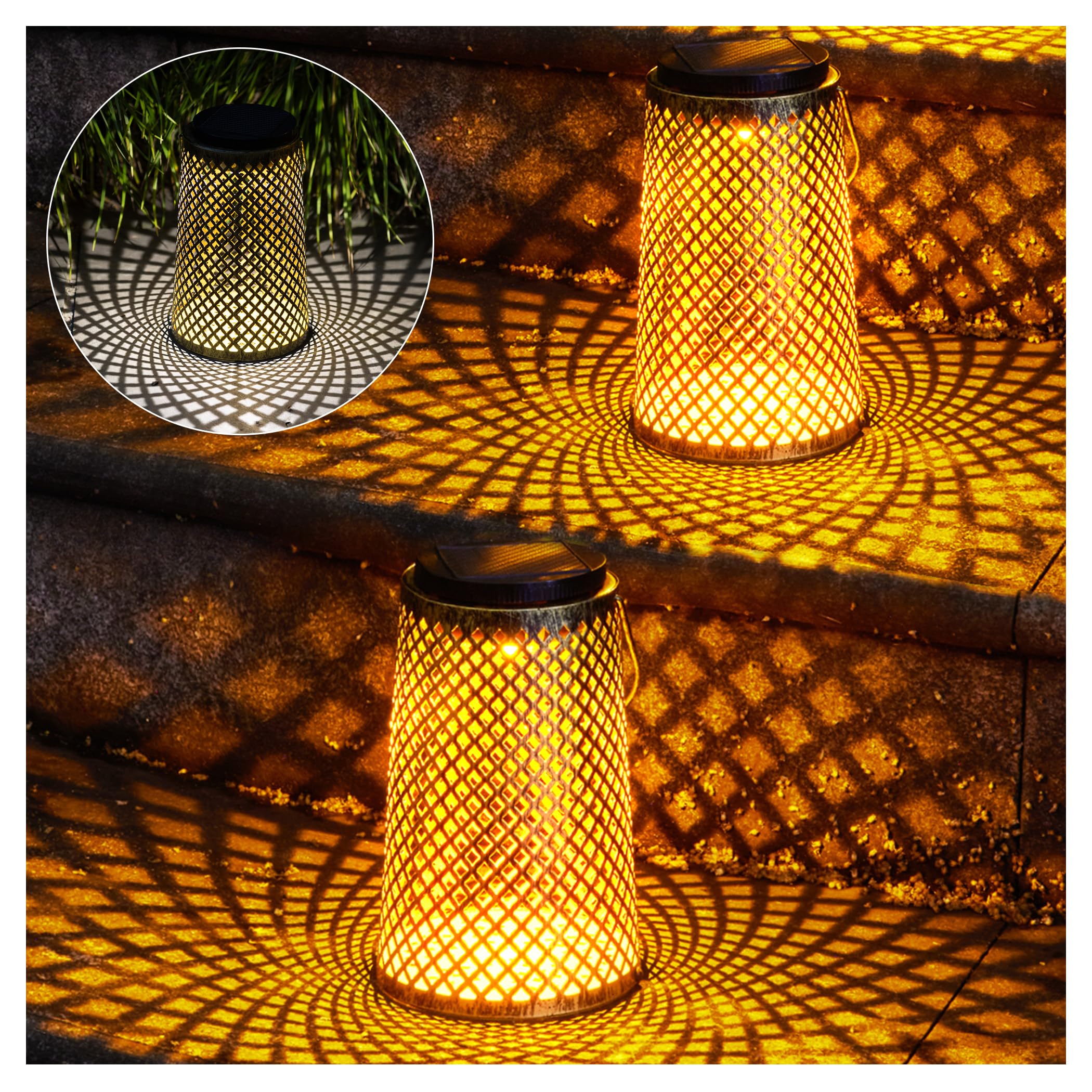 Photo 1 of 2 Pack Solar Lanterns Outdoor Waterproof, Gifts for Women Mom Grandma?Solar Lanterns with 2 Lighting Colors and Diamond-Pattern, Outdoor Solar Lantern for Landscape Patio Pathway Porch Lawn Yard