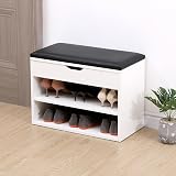 AVC Designs 60cm White Wooden Shoe Bench Storage Cabinet Organiser Seating view 4