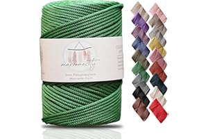 Makromecity, Premium Polyester Macrame Cord 3mm x 131 Yards (394 feet) 3mm Polypropylene Benetton Grren Macrame Cord Crochet Macrame Bag Cord Crafts for Wall Hangings, Bags, Underplate