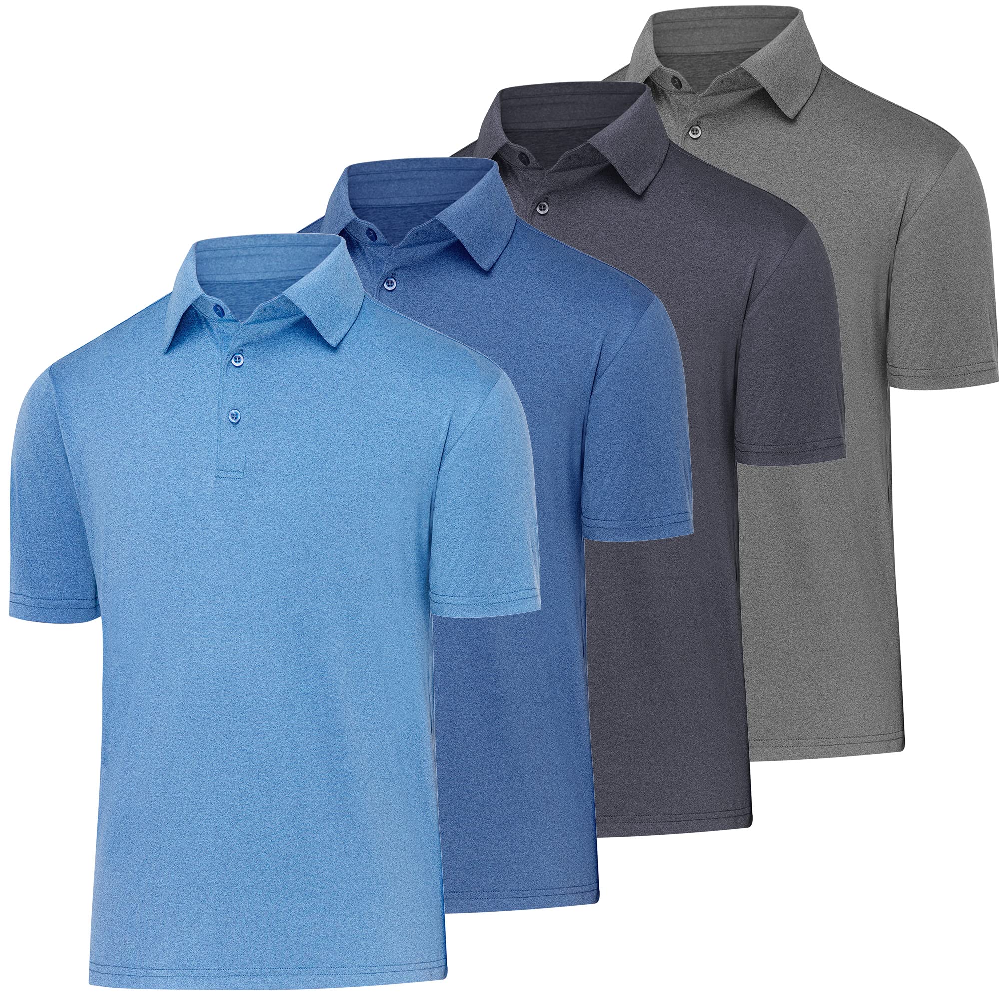 Photo 1 of ***only blue one*** BALENNZ Golf Polos for Men Quick-Dry Athletic Mens Polo Shirts Short Sleeve Summer Casual Moisture Wicking Golf Shirt 4 Pack Dark Grey, Navy, Light Blue, Milddle Blue Large