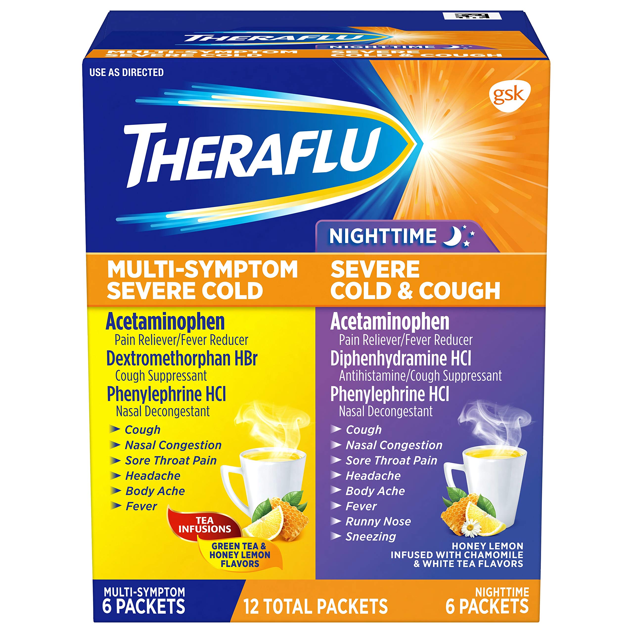 Buy Theraflu Combo Daytime and Nighttime Severe Cold Powder, Honey