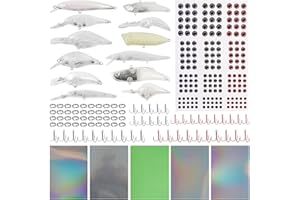 AGOOL Unpainted Fishing Lures DIY Minnow Kit - 280/363pcs Blank Hard Crankbait Set Pliers Scissors,Treble Hooks,Split Rings,Stickers,3D Eyes for Making Lures DIY Fishing Tackle Kit