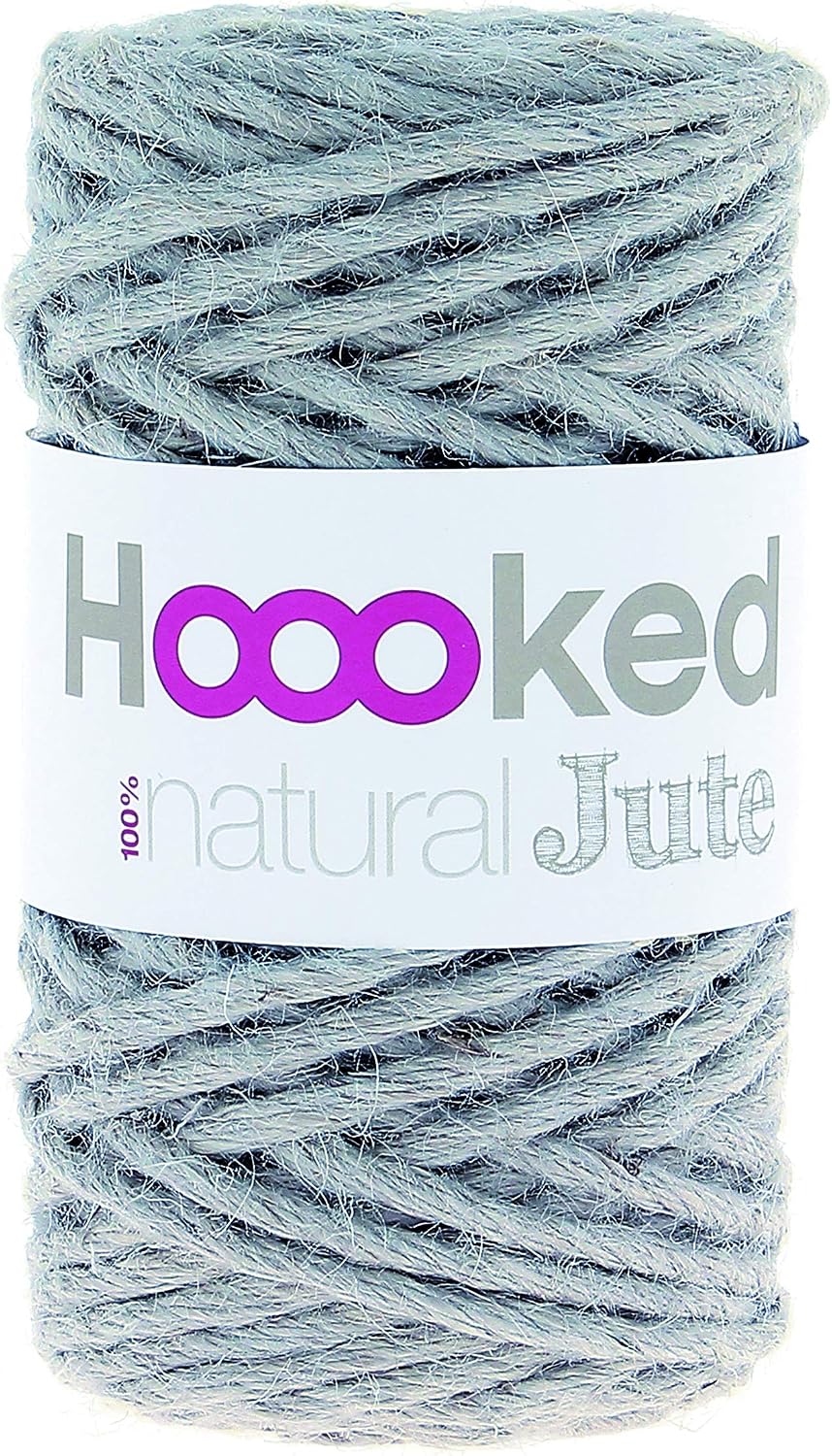 HOOOKED Natural Jute, Cotton, Grey Mist, 8 x 8 x 15 cm