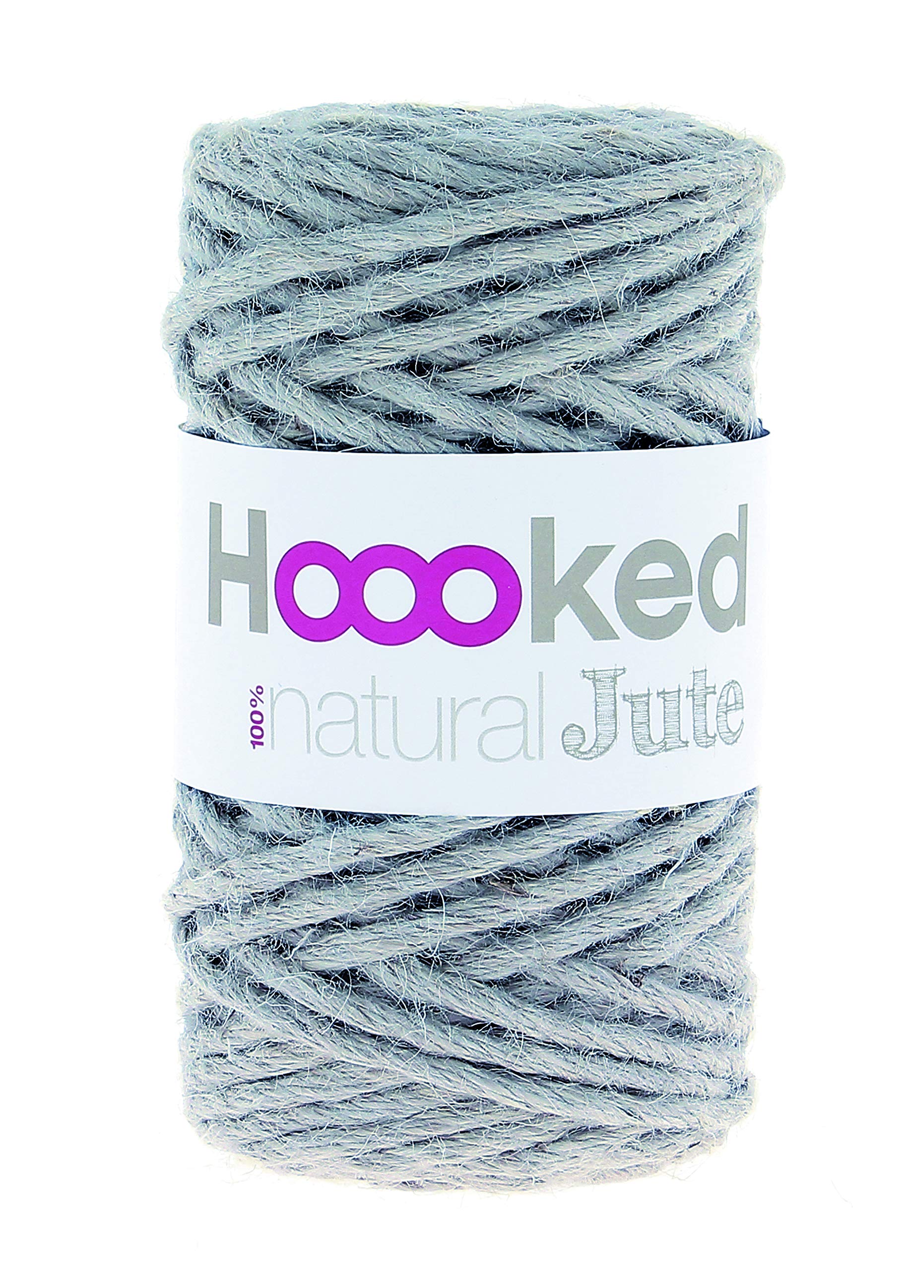HOOOKED Natural Jute, Cotton, Grey Mist, 8 x 8 x 15 cm