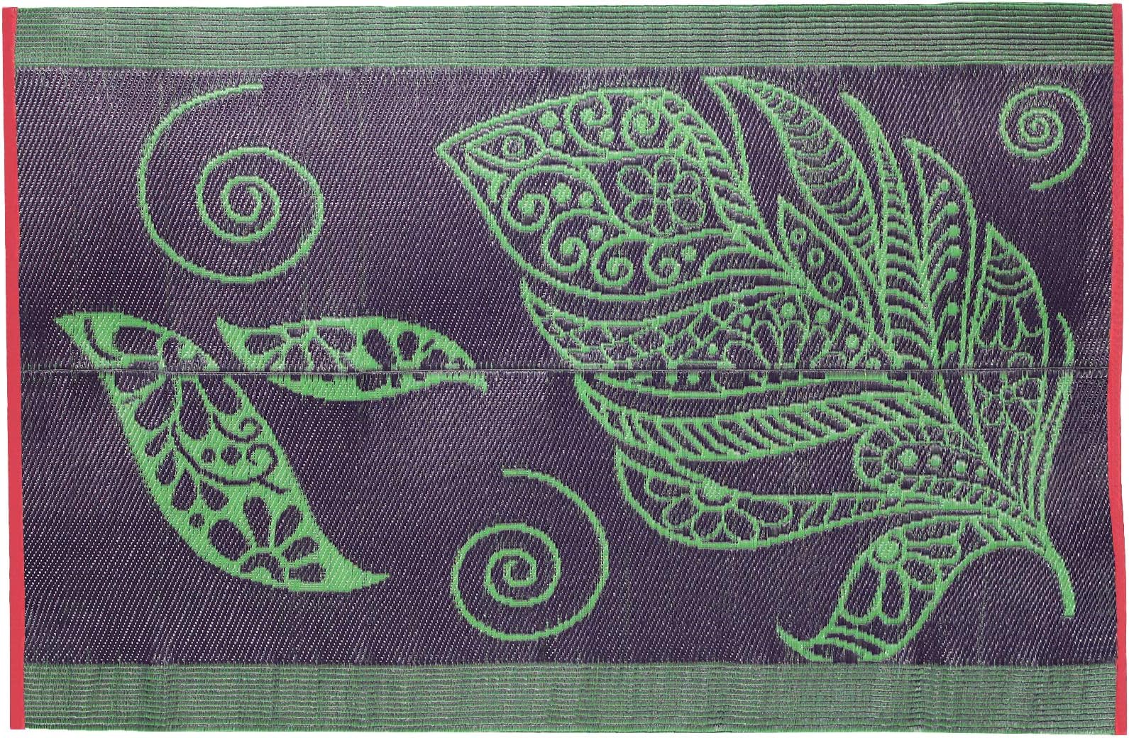 Home Candy Reversible Modern Plastic Floor Mat - 48"x72", Green and Purple