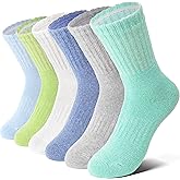 Anlisim Kids Merino Wool Hiking Socks Boys Girls Toddlers Thermal Winter Warm Boot Thick Cushion Gift Socks 6 Pairs