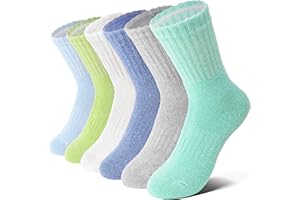 Anlisim Kids Merino Wool Hiking Socks Boys Girls Toddlers Thermal Winter Warm Boot Thick Cushion Gift Socks 6 Pairs
