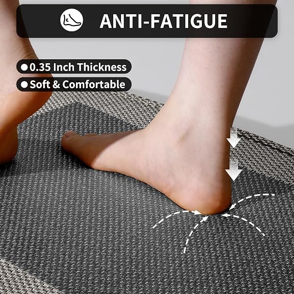 QICAIJIA KITCHEN MATS FOR FLOOR, SUPER ABSORBENT KITCHEN RUGS NON SLIP WASHABLE, SOFT BRAIDED KITCHEN RUNNER RUG, STANDING MAT KITCHEN SINK MAT, EASY TO CLEAN, BLACK 17X59